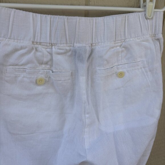 Athleta Linen Ankle Pants Women's 8 White Beach Summer Flowy Casual Lightweight - Picture 7 of 12